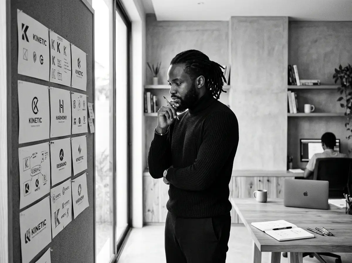 Art director inspecting brand prints in the studio